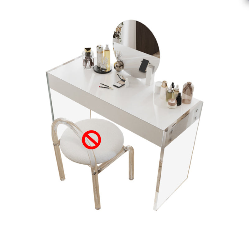 Modern 29.53" H Clear Acrylic Vanity Table Set with Mirror and Stool in White