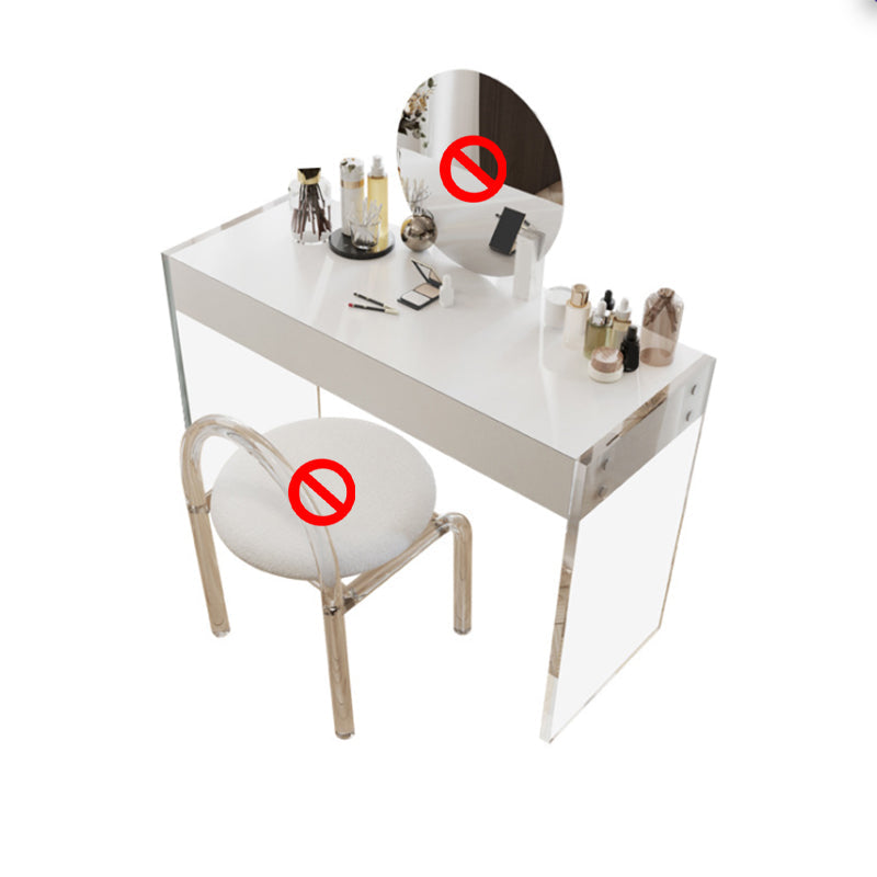 Modern 29.53" H Clear Acrylic Vanity Table Set with Mirror and Stool in White