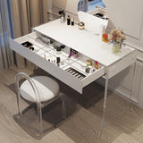 Modern 29.53" H Clear Acrylic Vanity Table Set with Mirror and Stool in White