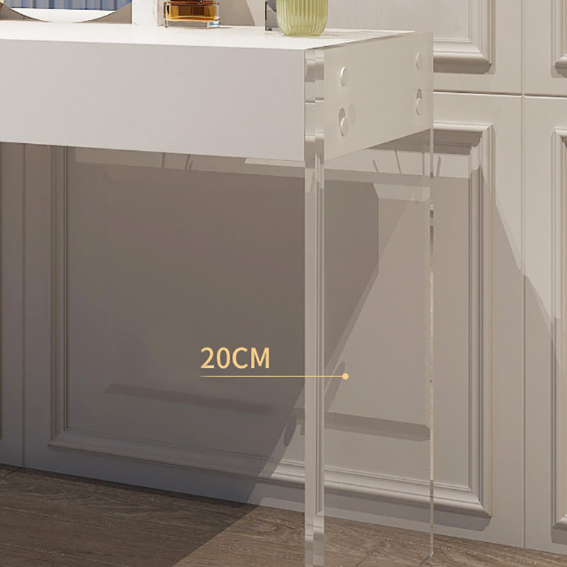 Modern 29.53" H Clear Acrylic Vanity Table Set with Mirror and Stool in White