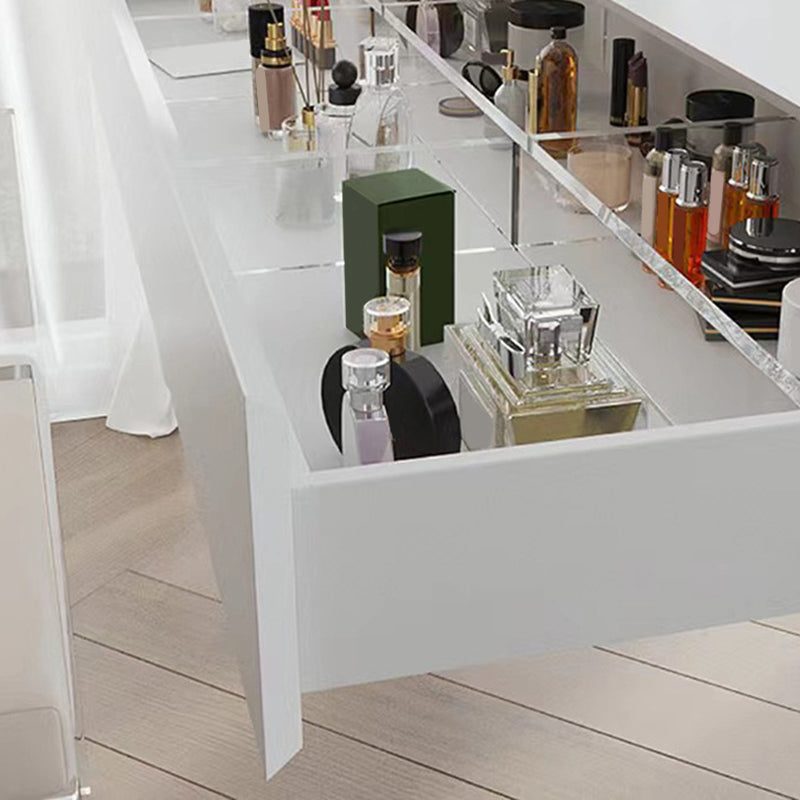 Modern 29.53" H Clear Acrylic Vanity Table Set with Mirror and Stool in White