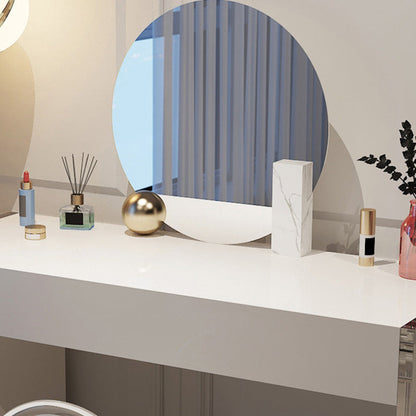 Modern 29.53" H Clear Acrylic Vanity Table Set with Mirror and Stool in White