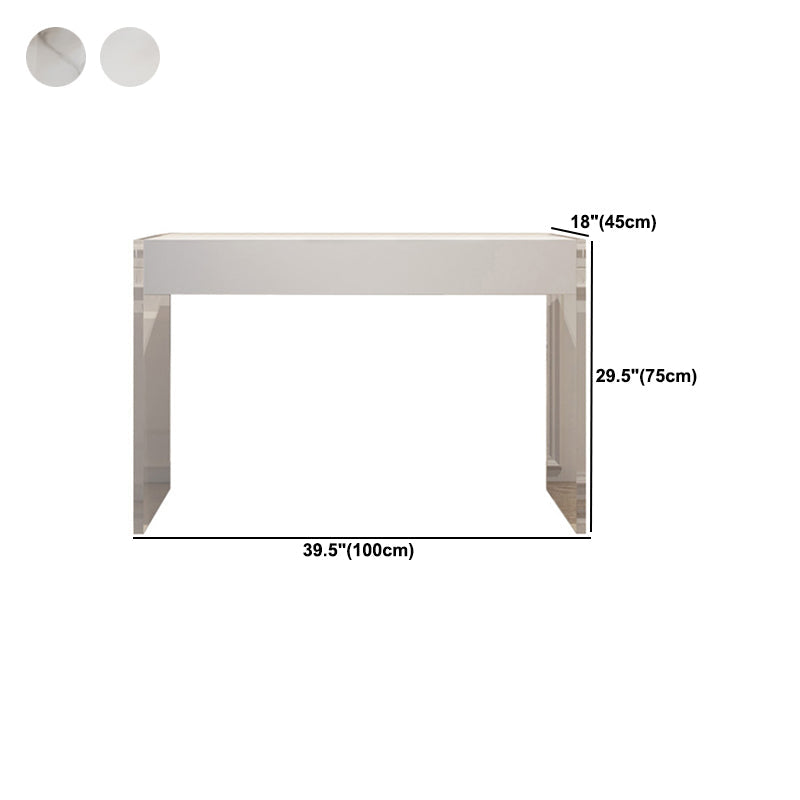 Modern 29.53" H Clear Acrylic Vanity Table Set with Mirror and Stool in White