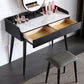 Contemporary Stone Makeup Dressing Table 33.5" H 2 Drawers Vanity Table in Black Clearhalo 'Bedroom Furniture' 'furn' 'furn_makeup_vanities' 'Furniture' 'Makeup Vanities' 'makeup_vanities' 5962604