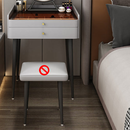 Modern Glass Top Makeup Vanity Table in Gray with Storage Drawers Makeup Vanity 24"L x 18"W x 31"H Clearhalo 'Bedroom Furniture' 'furn' 'furn_makeup_vanities' 'Furniture' 'Makeup Vanities' 'makeup_vanities' 5962617