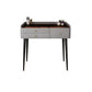 Modern Glass Top Makeup Vanity Table in Gray with Storage Drawers Clearhalo 'Bedroom Furniture' 'furn' 'furn_makeup_vanities' 'Furniture' 'Makeup Vanities' 'makeup_vanities' 5962631