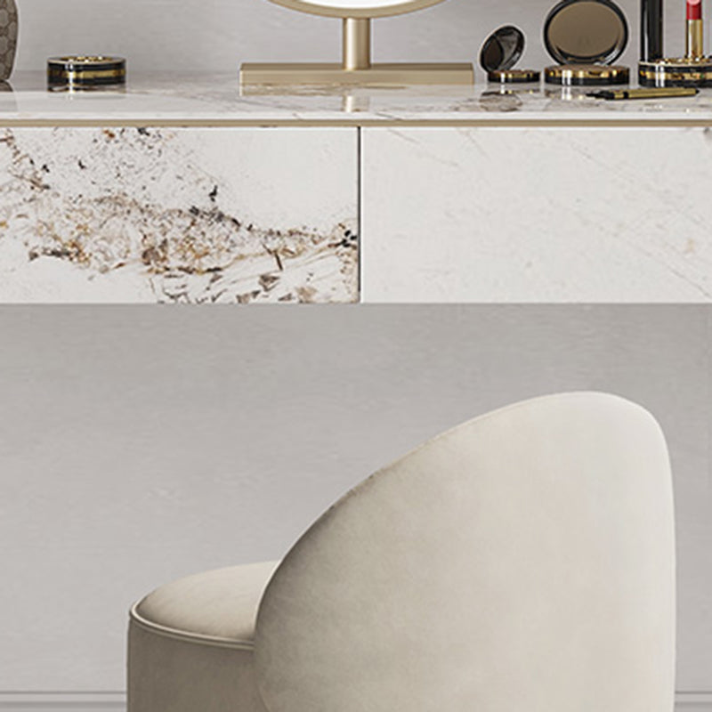 2 Drawers Makeup Table with Stool Stone Vanity Desk for Women - 15.75" D