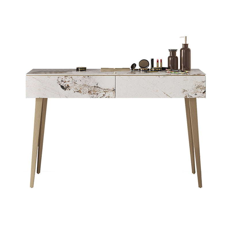 2 Drawers Makeup Table with Stool Stone Vanity Desk for Women - 15.75" D