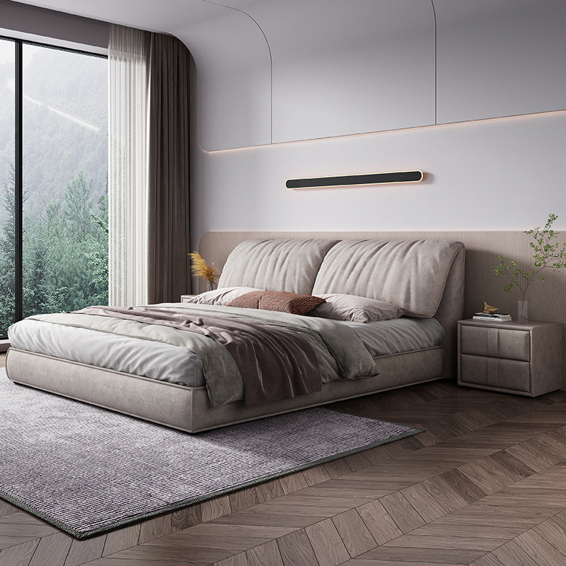 Le matelas en bois massif glam comprend un lit de tête de lit rembourré à panneau rectangulaire