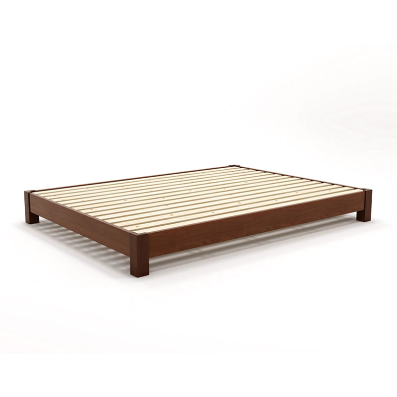 Contemporary Rubberwood With Custom Gold Legs Solid Color Standard Bed Full Walnut Clearhalo 'Bedroom Furniture' 'Beds' 'furn' 'furn_beds' 'Furniture' 5962756