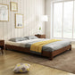 Contemporary Rubberwood With Custom Gold Legs Solid Color Standard Bed Walnut Clearhalo 'Bedroom Furniture' 'Beds' 'furn' 'furn_beds' 'Furniture' 5962757