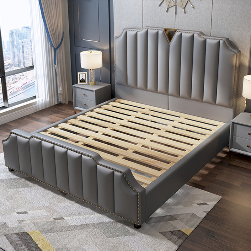 Glam Solid Wood Mattress Included with Headboard Scooped Panel Bed Frame