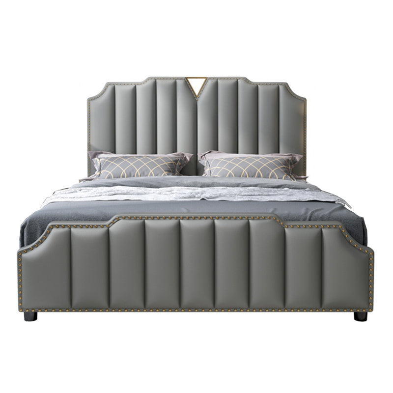 Glam Solid Wood Mattress Included with Headboard Scooped Panel Bed Frame