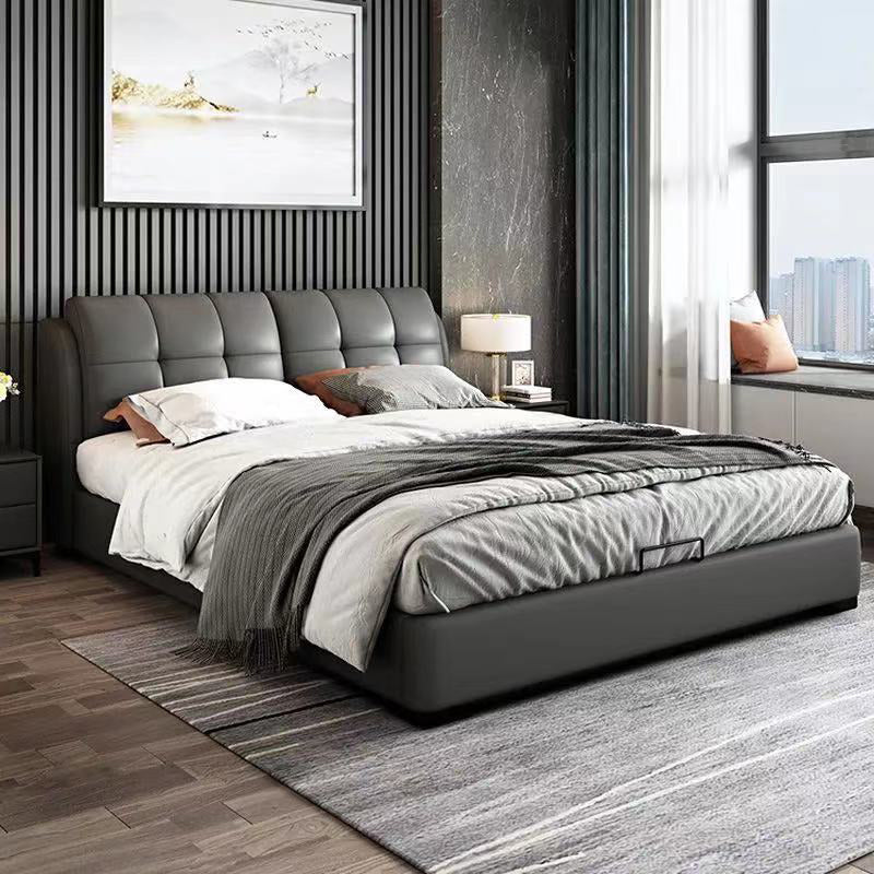 Glam Pine Wood Mattress Included with Headboard Rectangular Bed Frame Grey Clearhalo 'Bedroom Furniture' 'Beds' 'furn' 'furn_beds' 'Furniture' 5962779