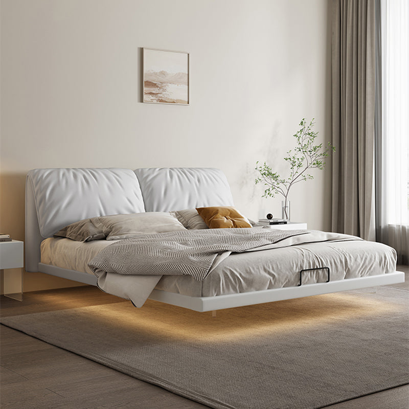 Glam Wood and Upholstered Headboard Bed Steel Frame Standard Bed Clearhalo 'Bedroom Furniture' 'Beds' 'furn' 'furn_beds' 'Furniture' 5962841