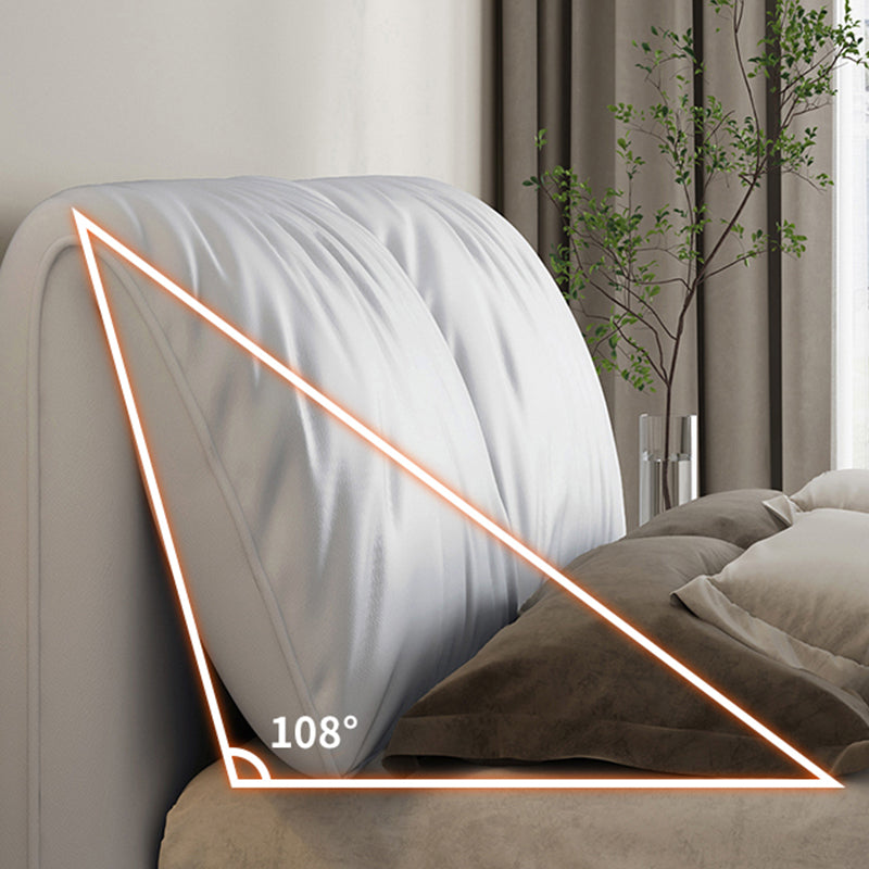 Glam Wood and Upholstered Headboard Bed Steel Frame Standard Bed Clearhalo 'Bedroom Furniture' 'Beds' 'furn' 'furn_beds' 'Furniture' 5962847