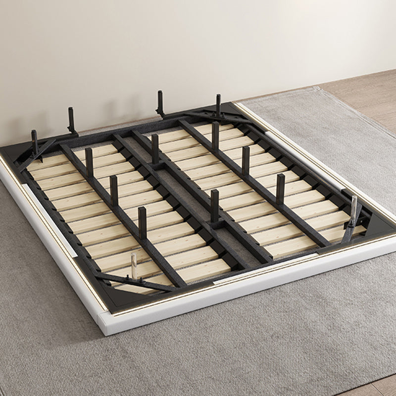 Glam Wood and Upholstered Headboard Bed Steel Frame Standard Bed Clearhalo 'Bedroom Furniture' 'Beds' 'furn' 'furn_beds' 'Furniture' 5962848