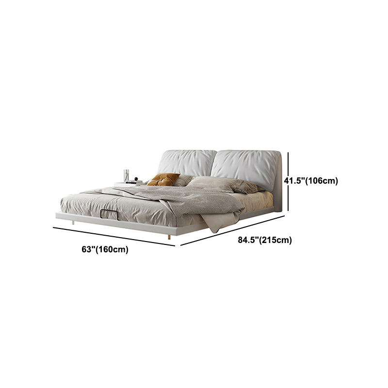 Glam Wood and Upholstered Headboard Bed Steel Frame Standard Bed Clearhalo 'Bedroom Furniture' 'Beds' 'furn' 'furn_beds' 'Furniture' 5962852