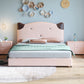 84.65 inch Wide Glam Bed Frame Solid Wood Bed with Headboard