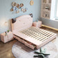 84.65 inch Wide Glam Bed Frame Solid Wood Bed with Headboard