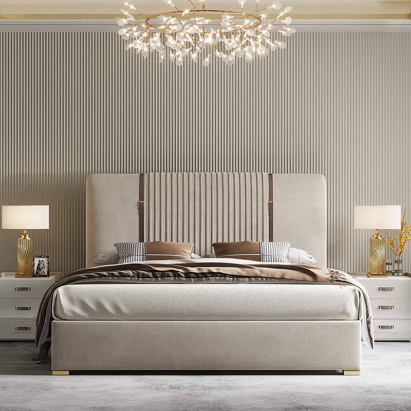 Glam Solid Color with Headboard Rectangular Panel Standard Bed