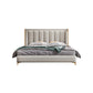 Contemporary Wingback Bed with Upholstered Headboard, 51" Tall Solid Color Bed