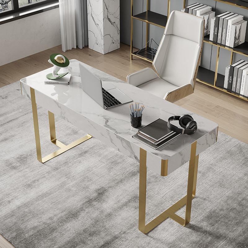 Dessert en pierre et en acier inoxydable traîneau de bureau de 2 dessins pour la maison