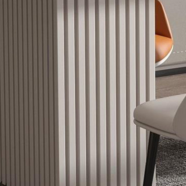 Escritorio de escritura de piedra beige con pedestal de oficina de oficina de base de metal cromado