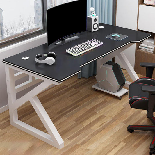 Cable Management Gaming Desk Ergonomic Rectangular Computer Desk for Home White-Black