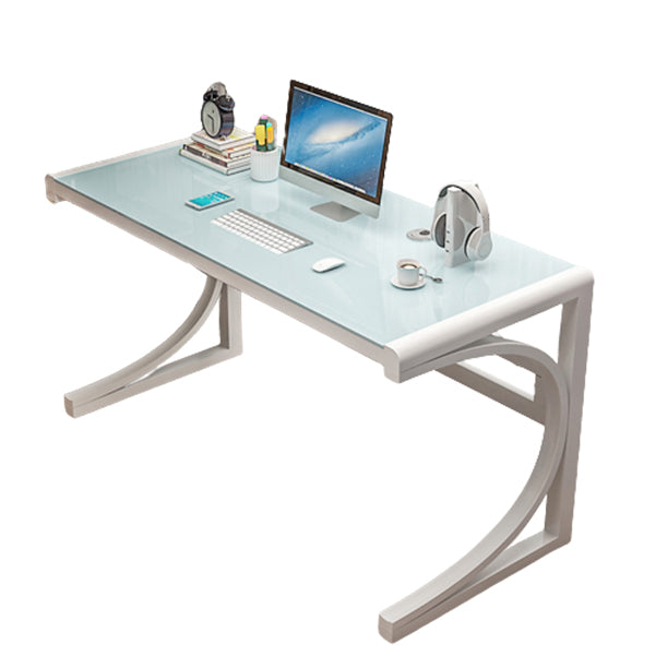 Rectangular Glass Computer Desk Contemporary Home Office Desk White White Clearhalo 'furn' 'furn_office_desk' 'Furniture' 'Office Desks' 'Office Furniture' 'office_desk' 5965231