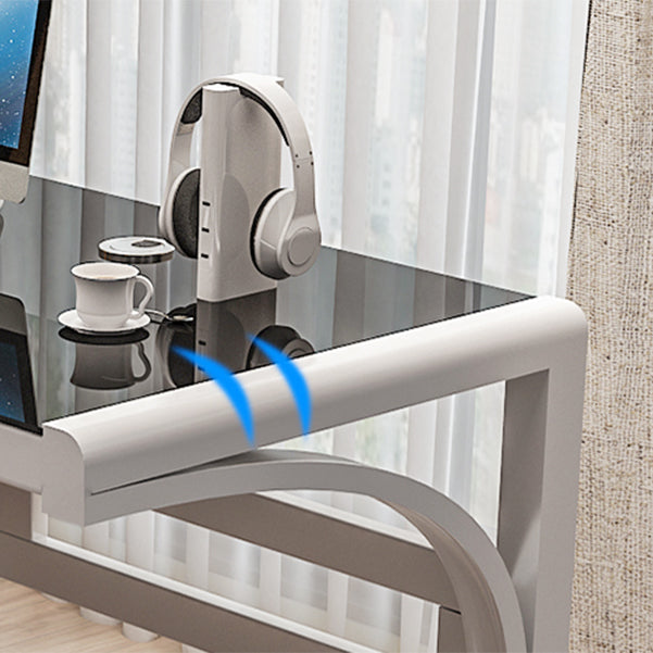 Rectangular Glass Computer Desk Contemporary Home Office Desk Clearhalo 'furn' 'furn_office_desk' 'Furniture' 'Office Desks' 'Office Furniture' 'office_desk' 5965233