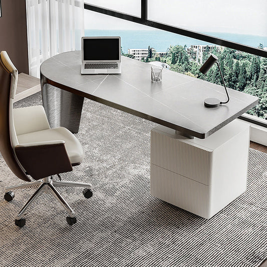 Escritorio de escritura de piedra de pedestal Glam con cajones escritorio de oficina para la oficina