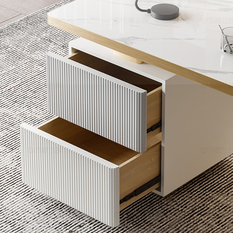 Dessert de pierre de piédestal glamour avec des tiroirs bureau pour le bureau