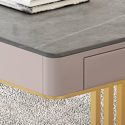 Escritorio de escritura de piedra y metal escritorio de oficina de peltre 3 cajones