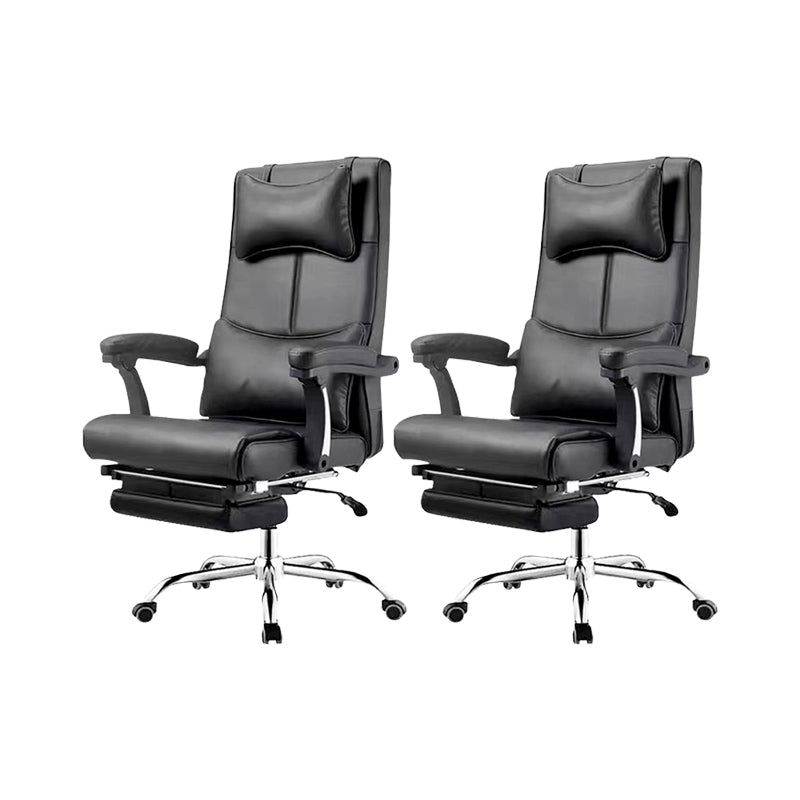Contemporary Office Chair Tilt Mechanism Footrest Pillow Included Executive Chair Black 2 Piece Set Clearhalo 'furn' 'furn_office_chair' 'Furniture' 'Office Chairs' 'Office Furniture' 'office_chair' 5965332