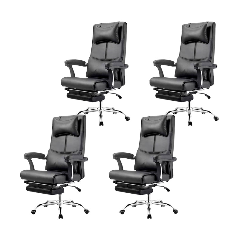 Contemporary Office Chair Tilt Mechanism Footrest Pillow Included Executive Chair Black 4 Piece Set Clearhalo 'furn' 'furn_office_chair' 'Furniture' 'Office Chairs' 'Office Furniture' 'office_chair' 5965334
