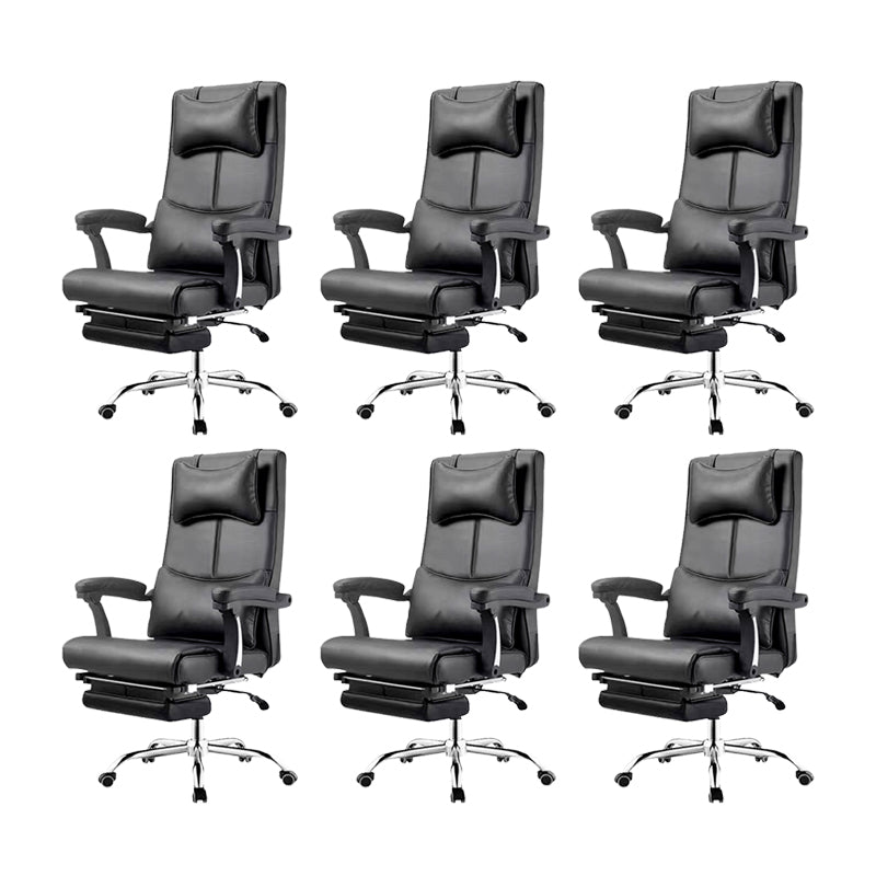 Contemporary Office Chair Tilt Mechanism Footrest Pillow Included Executive Chair Black 6 Piece Set Clearhalo 'furn' 'furn_office_chair' 'Furniture' 'Office Chairs' 'Office Furniture' 'office_chair' 5965337