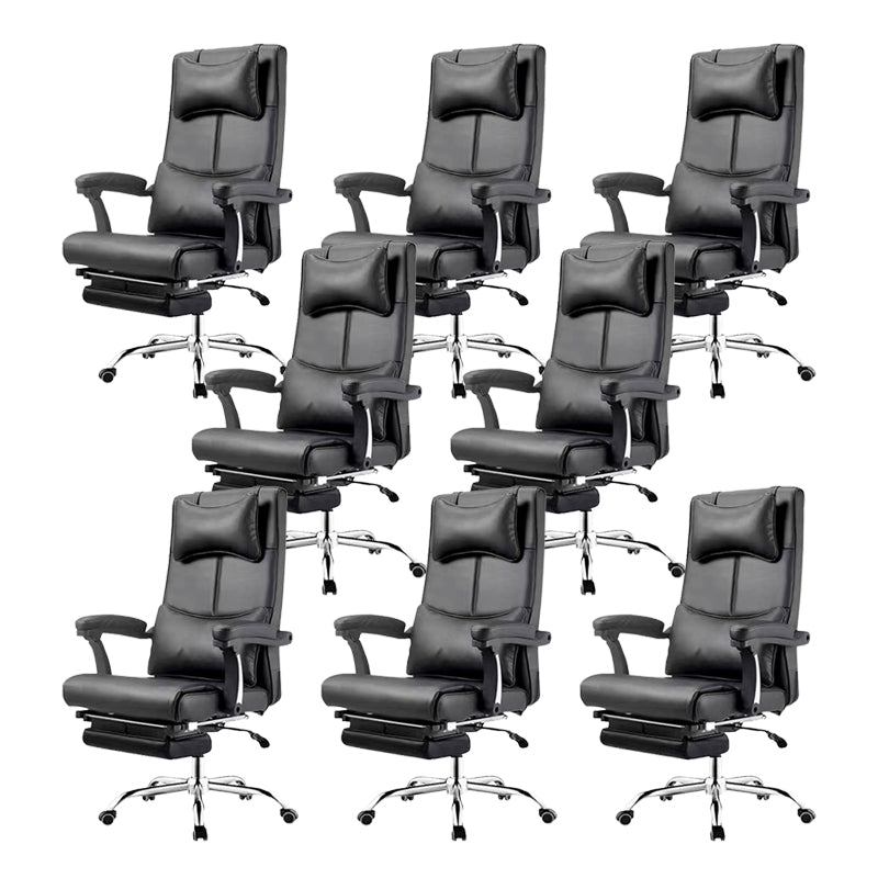 Contemporary Office Chair Tilt Mechanism Footrest Pillow Included Executive Chair Black 8 Piece Set Clearhalo 'furn' 'furn_office_chair' 'Furniture' 'Office Chairs' 'Office Furniture' 'office_chair' 5965339