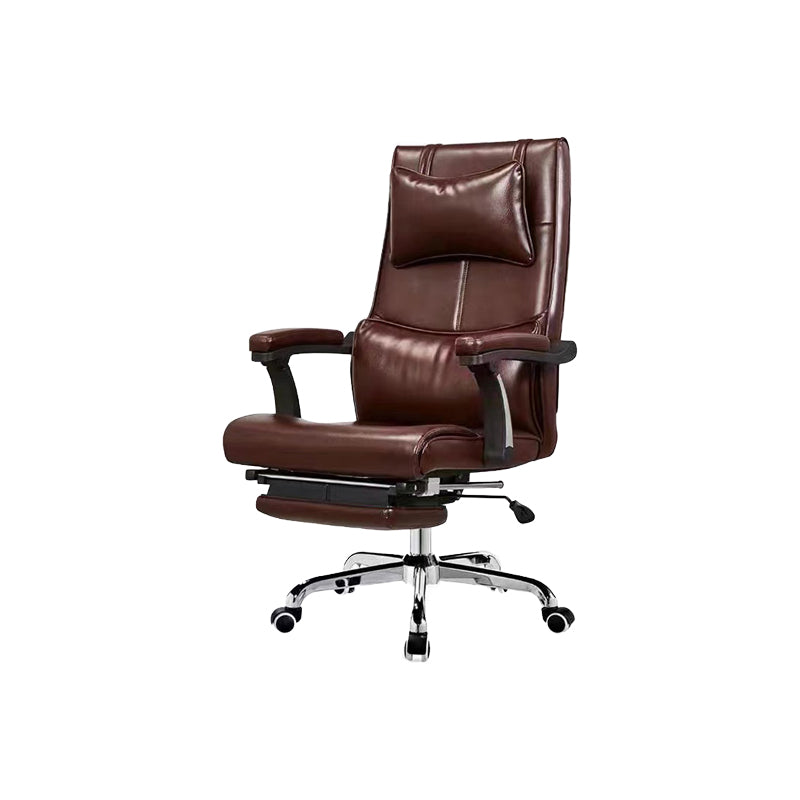 Contemporary Office Chair Tilt Mechanism Footrest Pillow Included Executive Chair Brown 1 Piece Clearhalo 'furn' 'furn_office_chair' 'Furniture' 'Office Chairs' 'Office Furniture' 'office_chair' 5965340