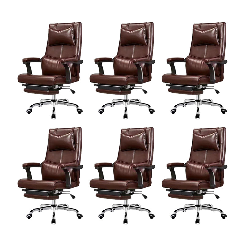 Contemporary Office Chair Tilt Mechanism Footrest Pillow Included Executive Chair Brown 6 Piece Set Clearhalo 'furn' 'furn_office_chair' 'Furniture' 'Office Chairs' 'Office Furniture' 'office_chair' 5965347