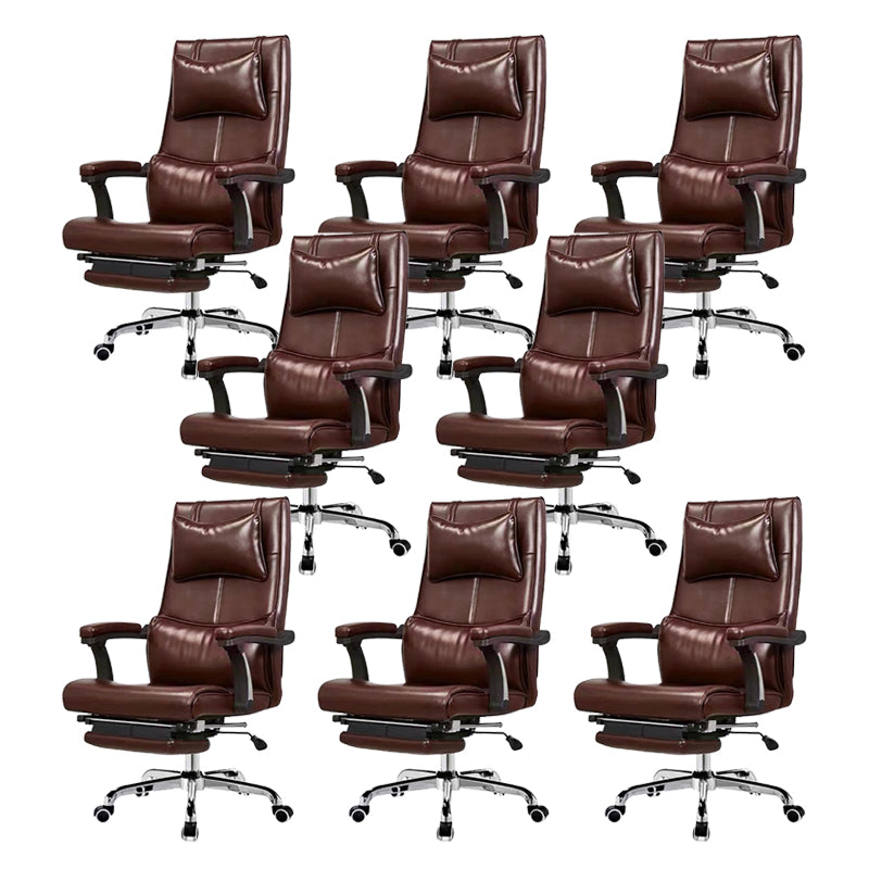 Contemporary Office Chair Tilt Mechanism Footrest Pillow Included Executive Chair Brown 8 Piece Set Clearhalo 'furn' 'furn_office_chair' 'Furniture' 'Office Chairs' 'Office Furniture' 'office_chair' 5965348