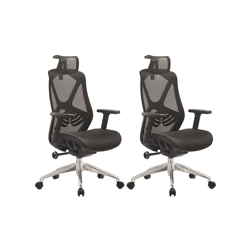 Modern Desk Chair Mesh Management Office Chair High-Back Chair with Wheels Black 2 Piece Set Clearhalo 'furn' 'furn_office_chair' 'Furniture' 'Office Chairs' 'Office Furniture' 'office_chair' 5965389