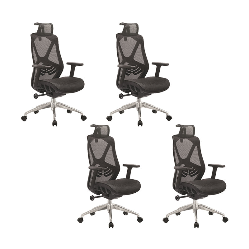 Modern Desk Chair Mesh Management Office Chair High-Back Chair with Wheels Black 4 Piece Set Clearhalo 'furn' 'furn_office_chair' 'Furniture' 'Office Chairs' 'Office Furniture' 'office_chair' 5965391