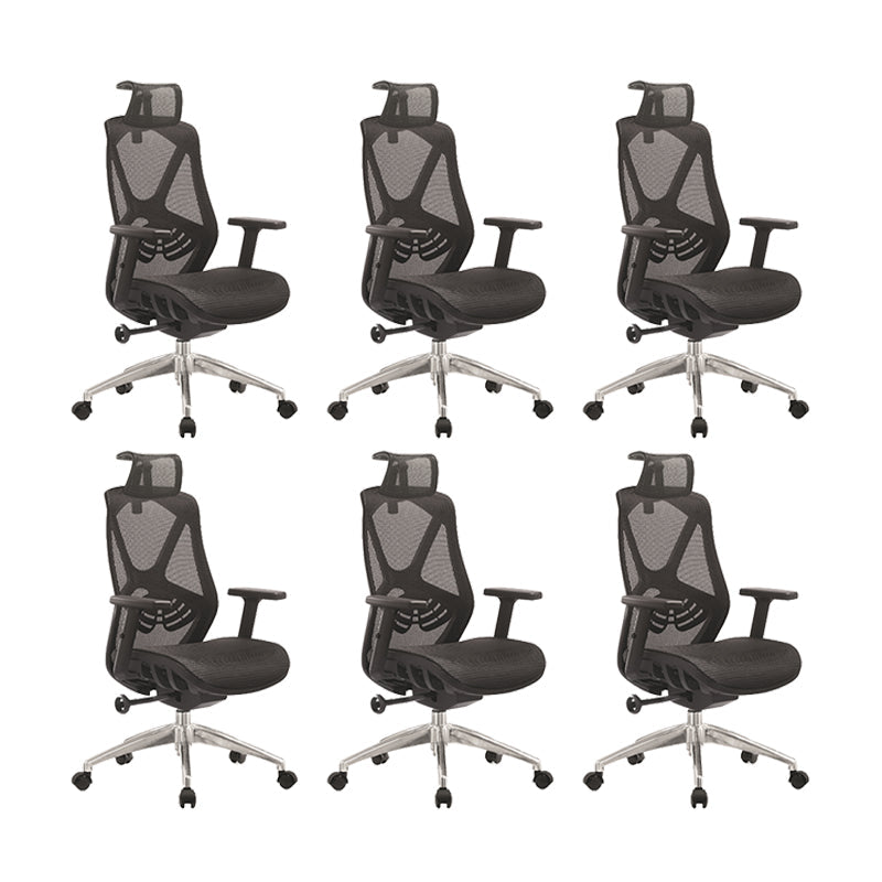 Modern Desk Chair Mesh Management Office Chair High-Back Chair with Wheels Black 6 Piece Set Clearhalo 'furn' 'furn_office_chair' 'Furniture' 'Office Chairs' 'Office Furniture' 'office_chair' 5965393