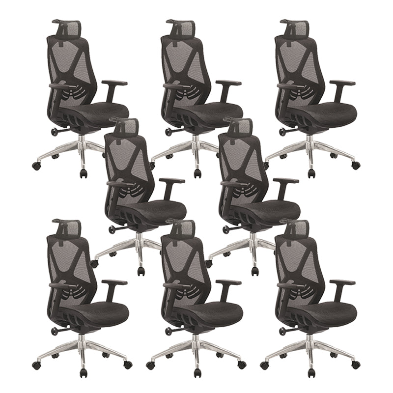 Modern Desk Chair Mesh Management Office Chair High-Back Chair with Wheels Black 8 Piece Set Clearhalo 'furn' 'furn_office_chair' 'Furniture' 'Office Chairs' 'Office Furniture' 'office_chair' 5965395