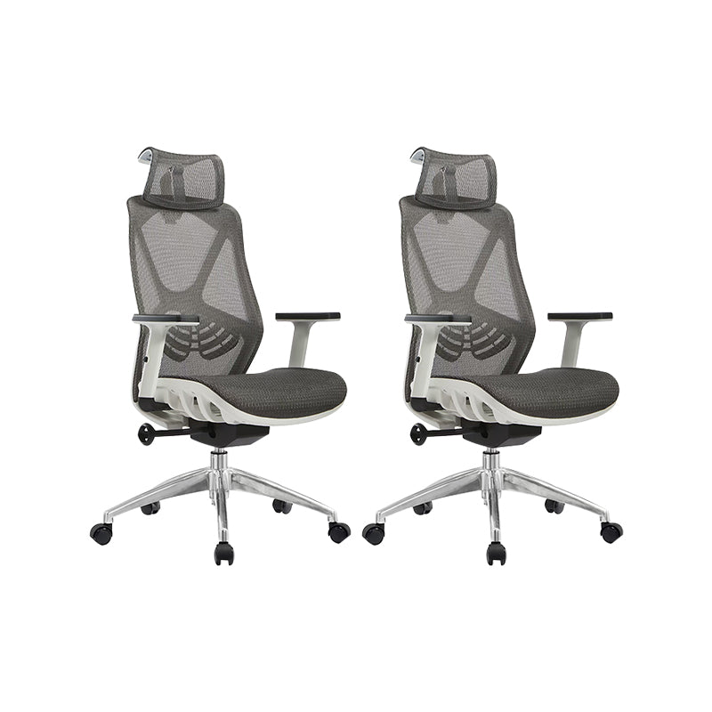 Modern Desk Chair Mesh Management Office Chair High-Back Chair with Wheels Grey 2 Piece Set Clearhalo 'furn' 'furn_office_chair' 'Furniture' 'Office Chairs' 'Office Furniture' 'office_chair' 5965399