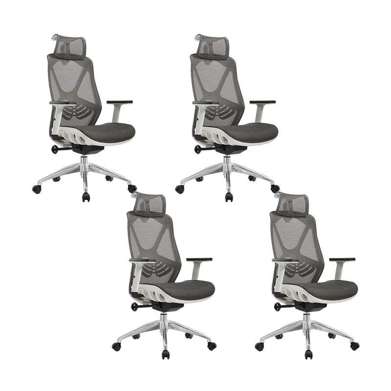 Modern Desk Chair Mesh Management Office Chair High-Back Chair with Wheels Grey 4 Piece Set Clearhalo 'furn' 'furn_office_chair' 'Furniture' 'Office Chairs' 'Office Furniture' 'office_chair' 5965400