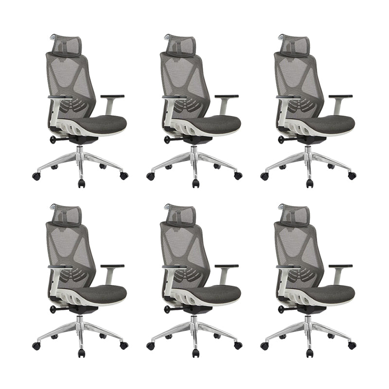 Modern Desk Chair Mesh Management Office Chair High-Back Chair with Wheels Grey 6 Piece Set Clearhalo 'furn' 'furn_office_chair' 'Furniture' 'Office Chairs' 'Office Furniture' 'office_chair' 5965401