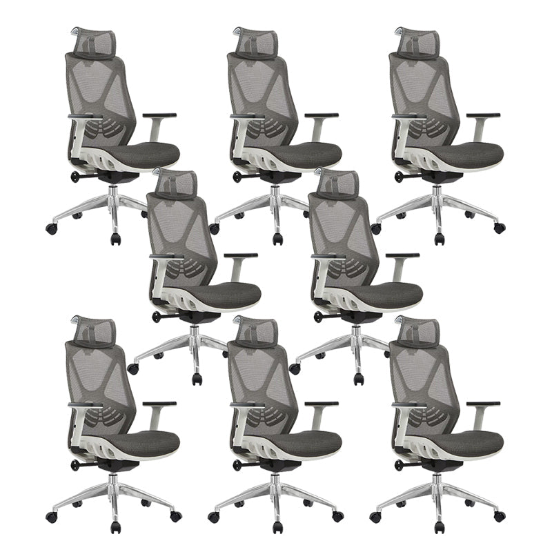 Modern Desk Chair Mesh Management Office Chair High-Back Chair with Wheels Grey 8 Piece Set Clearhalo 'furn' 'furn_office_chair' 'Furniture' 'Office Chairs' 'Office Furniture' 'office_chair' 5965402
