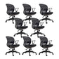 Contemporary Arm Chair Fixed Arms Adjustable Seat Height Swivel Conference Chair Black 8 Piece Set Clearhalo 'furn' 'furn_office_chair' 'Furniture' 'Office Chairs' 'Office Furniture' 'office_chair' 5965471